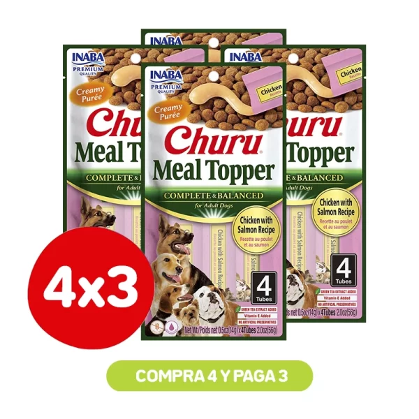 Pack 4X3 Churu Meal Topper Dog Chicken Salmon 56 Gr