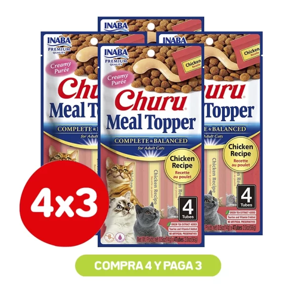 Pack 4x3 Churu Meal Topper Chicken 56 Gr