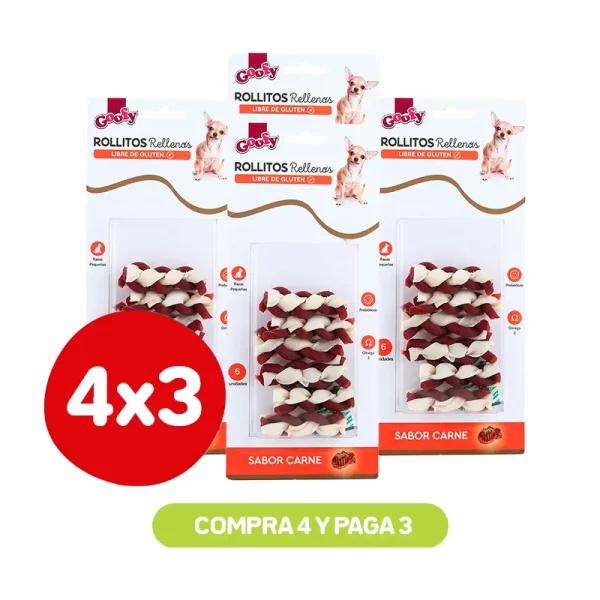 Pack 4x3 Goofy Rollitos Rellenos Razas Pequeñas