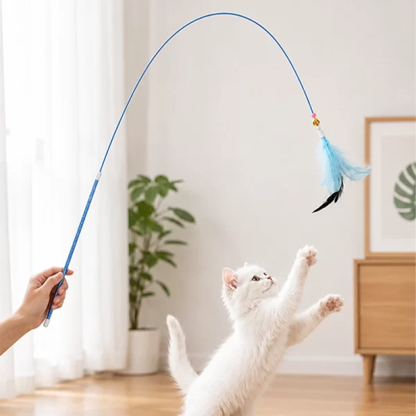 VARITA DE CAZA PARA GATO CON PLUMAS