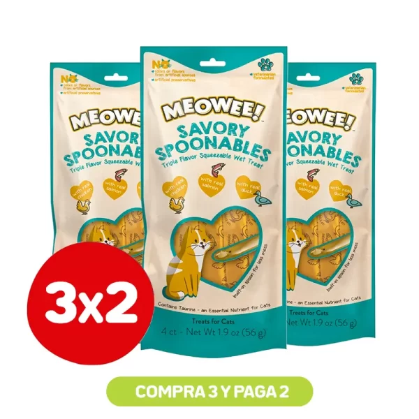 Pack 3x2 Meowee Spoon Chicken, Salmon and Duck 4Tb