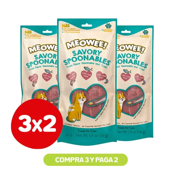 Pack 3x2 Meowee Spoon Salmon, Tuna and Shrimp 4Tb