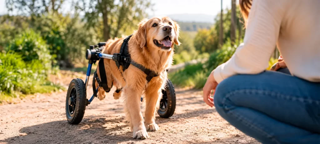 Perros en silla de ruedas: cuidados y fisioterapia