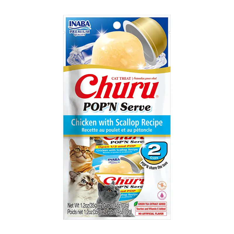 Churu Pop And Serve Pollo & Ostión 35 Gr 2 Unidades