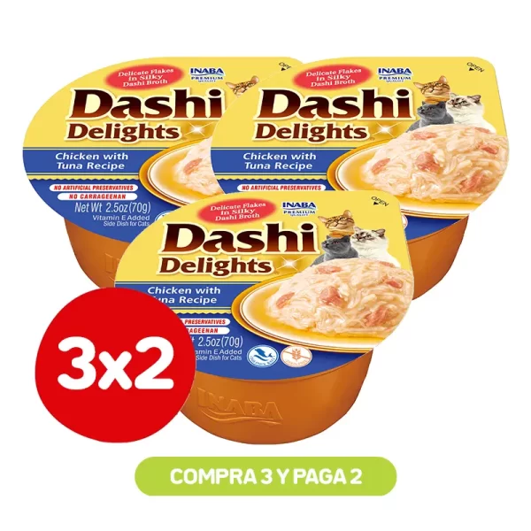 Pack 3X2 Churu Dashi Delights Pollo & Atun 70 Gr