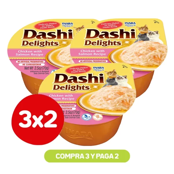 Pack 3X2 Churu Dashi Delights Pollo & Salmón 70 Gr