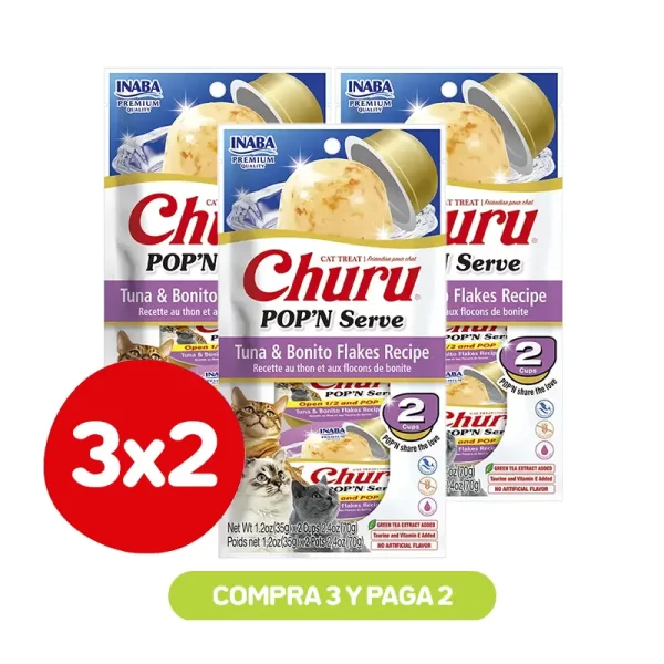 Pack 3X2 Churu Pop And Serve Atún & Bonito 35 Gr
