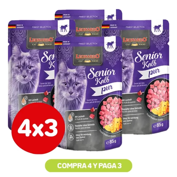 Pack 4X3 Leonardo Pouch Senior Ternera 85Gr