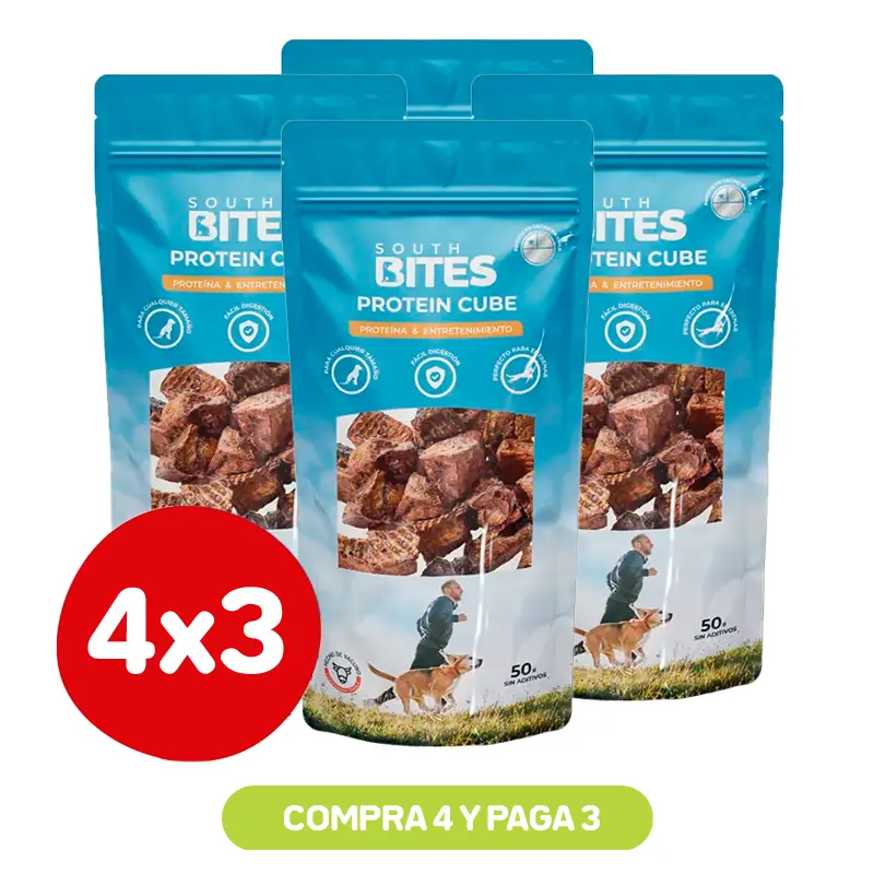 Pack 4X3 South Bites Protein Cubes Pulmón de Vacuno 50 Gr