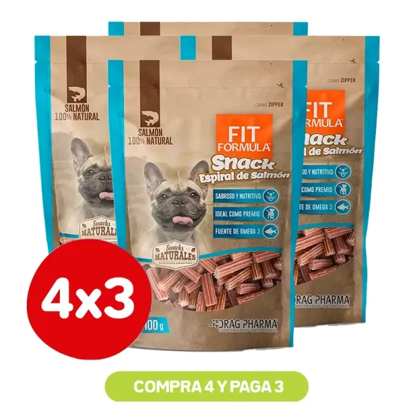 Pack 4x3 Fit Formula Snack Espiral de Salmón 100 Gr