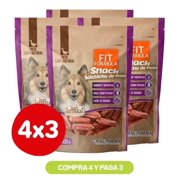 Pack 4x3 Fit Formula Snack Salchicha de Pato 100 Gr