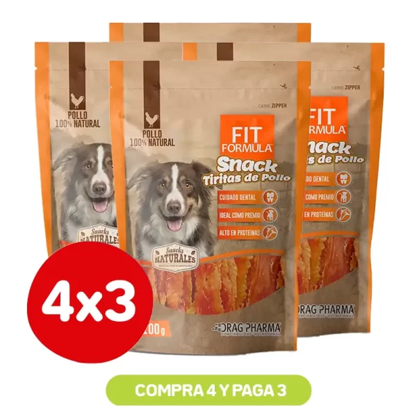 Pack 4x3 Fit Formula Tirita Pollo Deshidratado 100 Gr