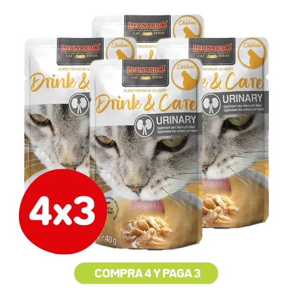 Pack 4x3 Leonardo Drink & Care Urinary 40Gr