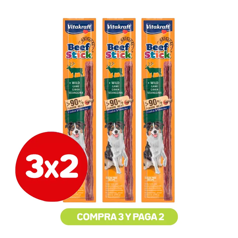 Pack 3x2 Vitakraft Beef Stick Ciervo/Gibier 12 Gr