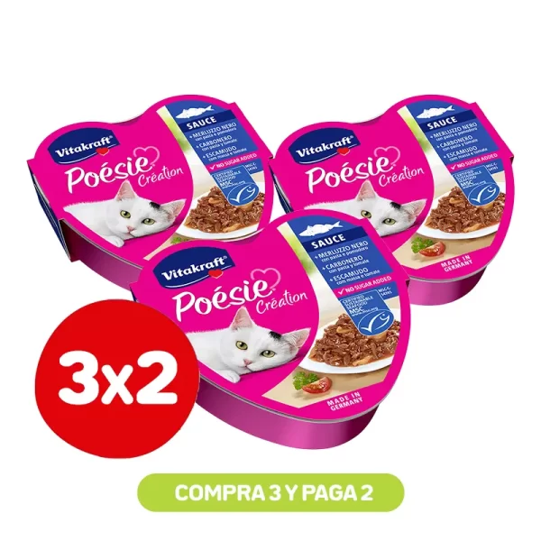 Pack 3x2 Vitakraft Poesie Creation Pescado 85 Gr