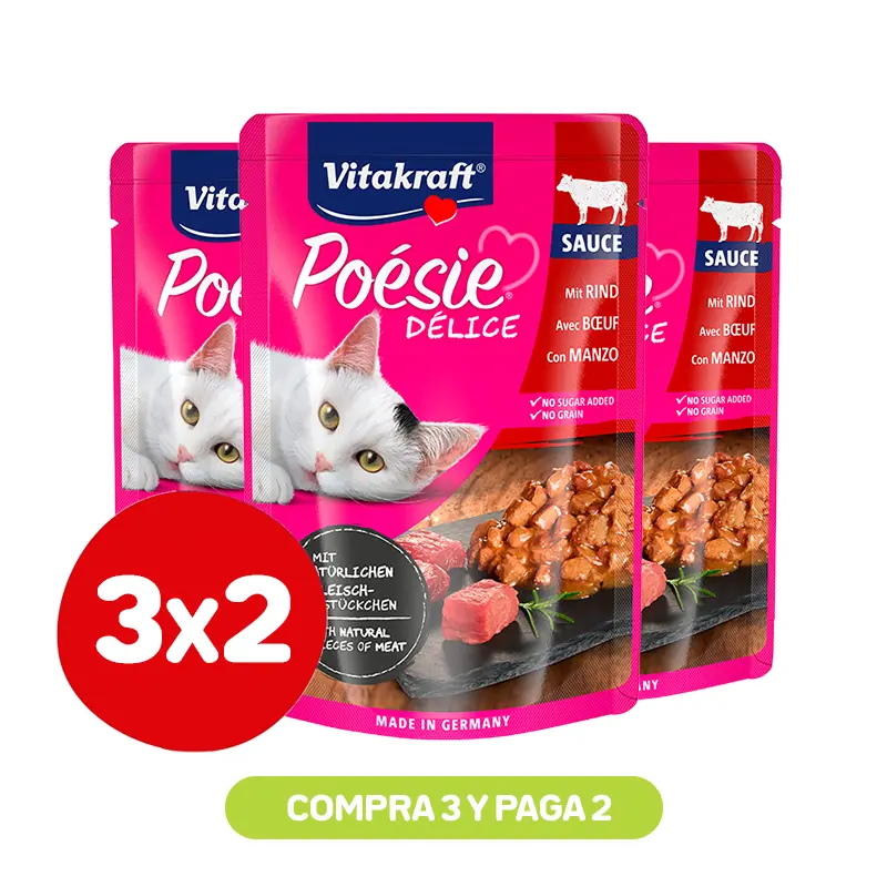 Pack 3x2 Vitakraft Poesie Delice Carne 85 Gr