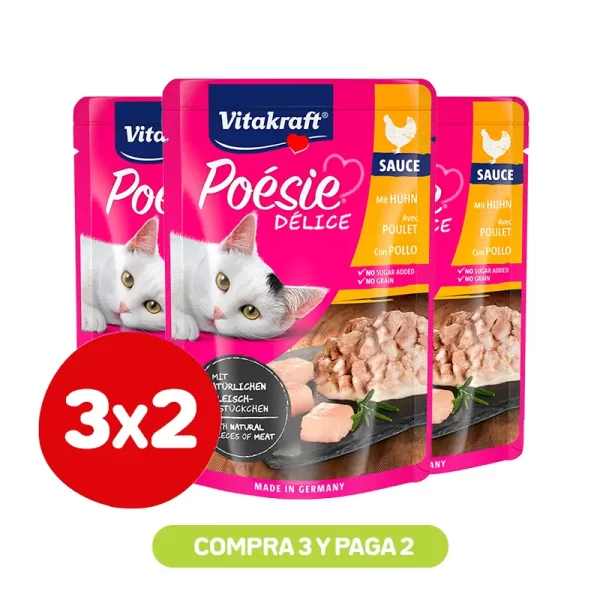 Pack 3x2 Vitakraft Poesie Delice Pollo 85 Gr