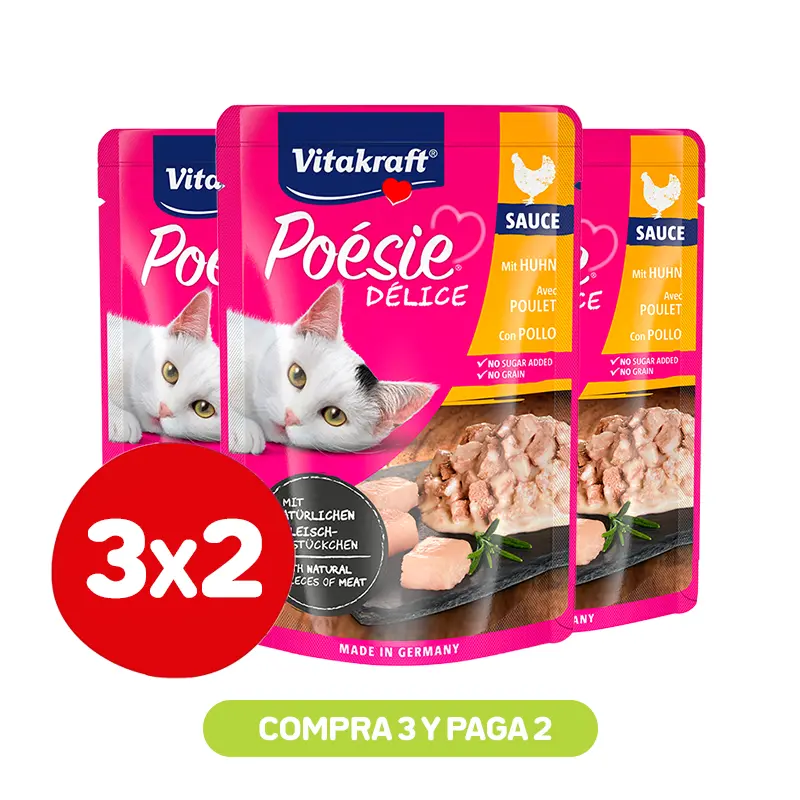 Pack 3x2 Vitakraft Poesie Delice Pollo 85 Gr